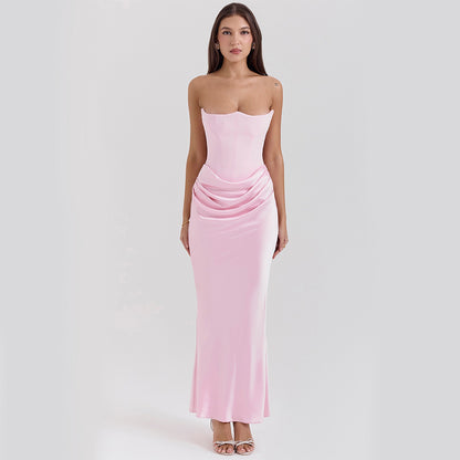 Women’s Strapless Ruched Maxi Dress