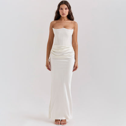 Women’s Strapless Ruched Maxi Dress