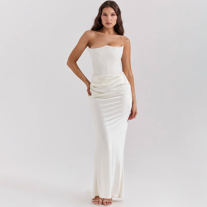 Women’s Strapless Ruched Maxi Dress