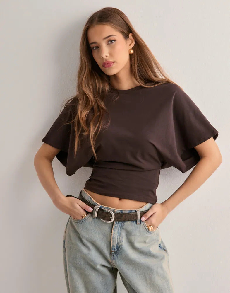 Women’s Structured Short-Sleeve Fitted Waist Top