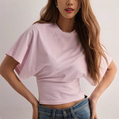 Women’s Structured Short-Sleeve Fitted Waist Top