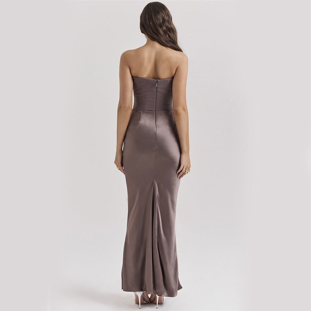 Women’s Strapless Ruched Maxi Dress